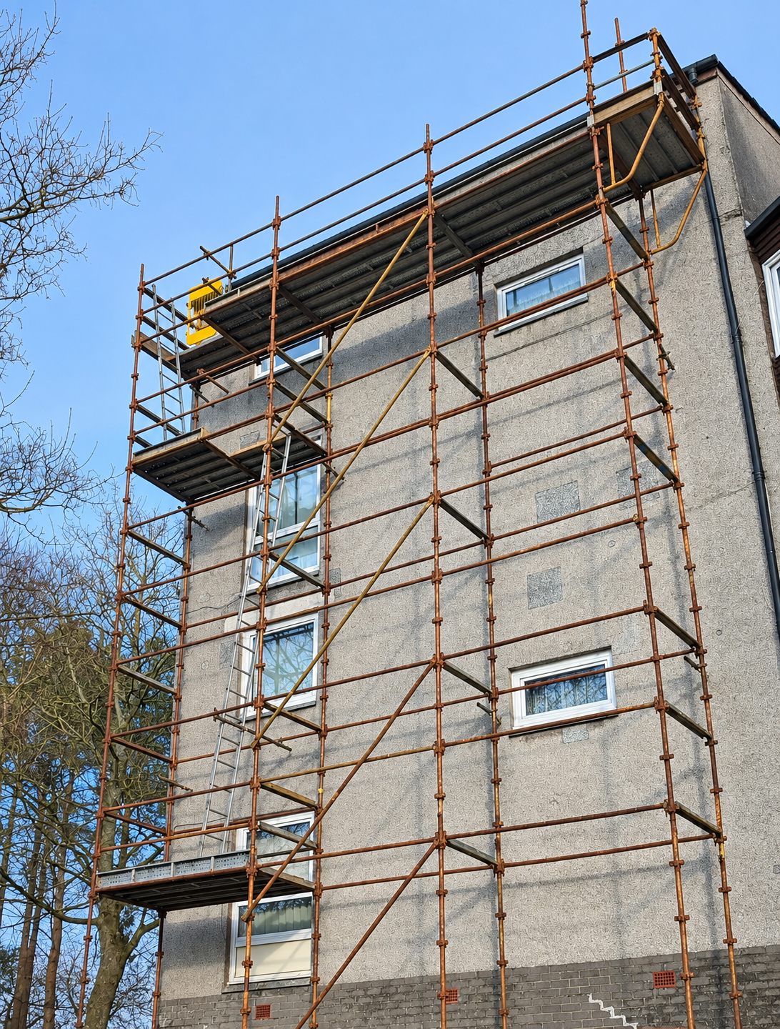 Scaffolding for a residential elevation
